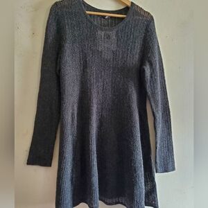 Peruvian Connection Dark Chsrcoal Skye Mesh Tunic Large.